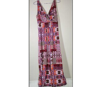 John Paul Richard Sleeveless Tropical Beach Print Maxi Dress Size L